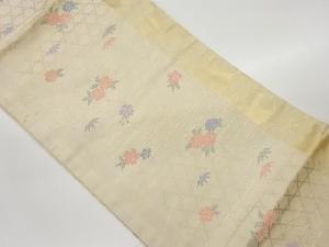 蛇籠に花々模様織出し名古屋帯